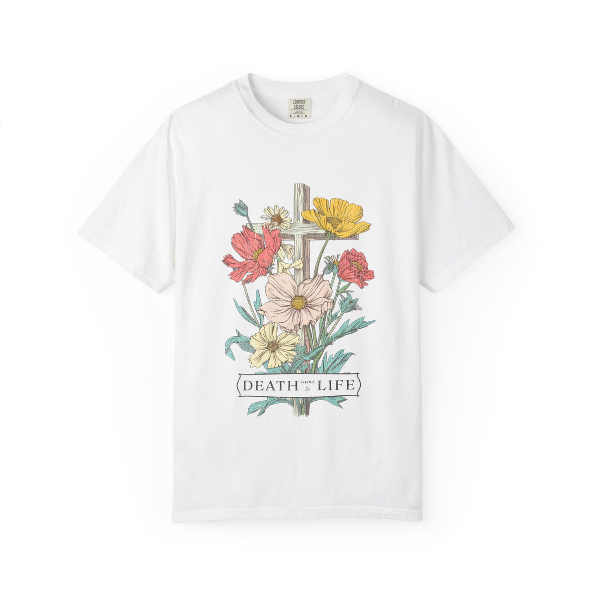Death Has Come to Life Floral Cross Easter Unisex Tee Christian Distressed T-Shirt