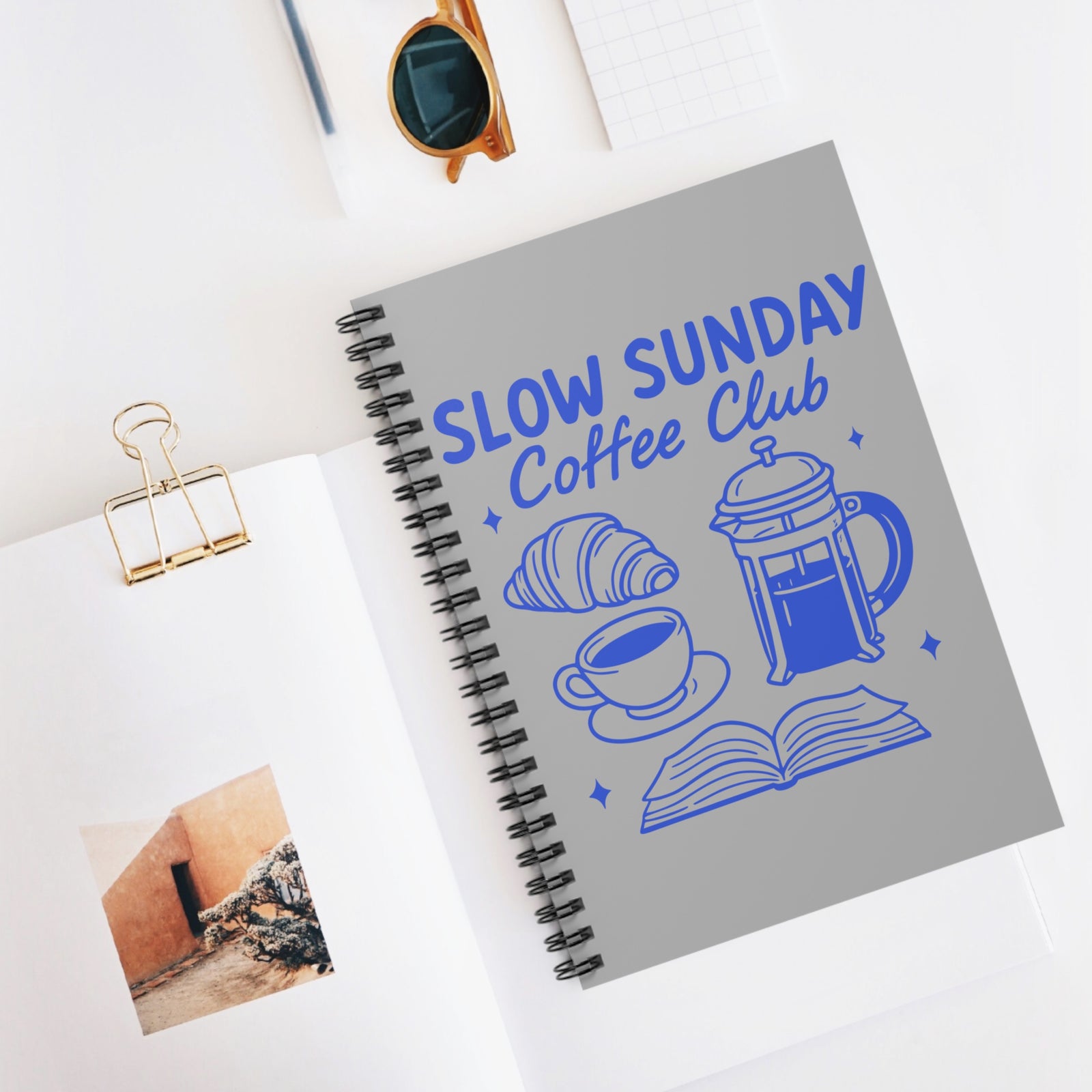 Slow Sunday Coffee Club Spiral Notebook Ruled Journal for Coffee Lovers