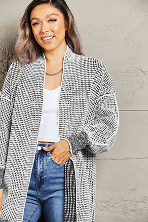 Woven Right Heathered Open Front Longline Cardigan - Sydney So Sweet