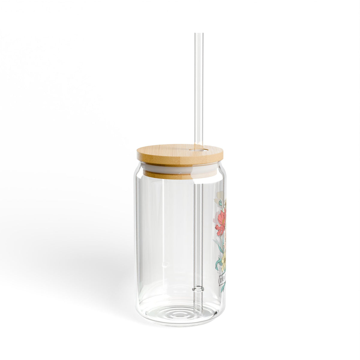 Death Came to Life Floral Cross Christian Sipper Glass 16oz Reusable Drink Jar with Lid & Straw