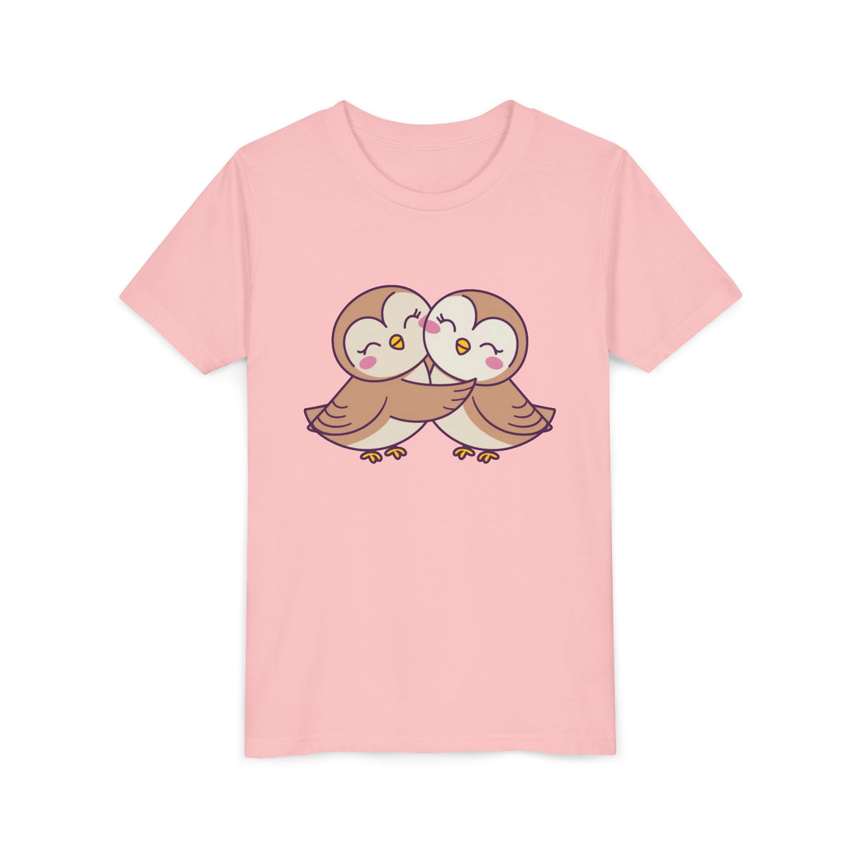 Owl Hug Kids T-Shirt Adorable Cartoon Owl Youth Tee