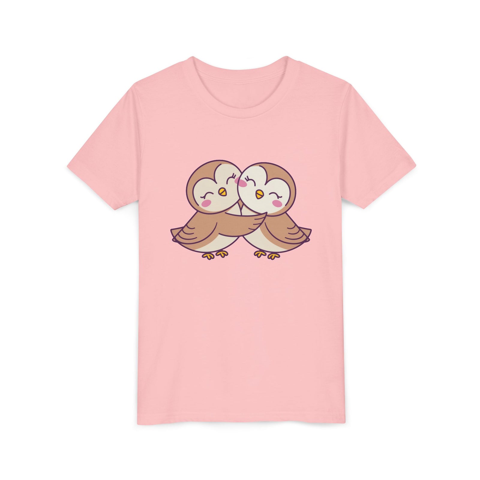 Owl Hug Kids T-Shirt Adorable Cartoon Owl Youth Tee