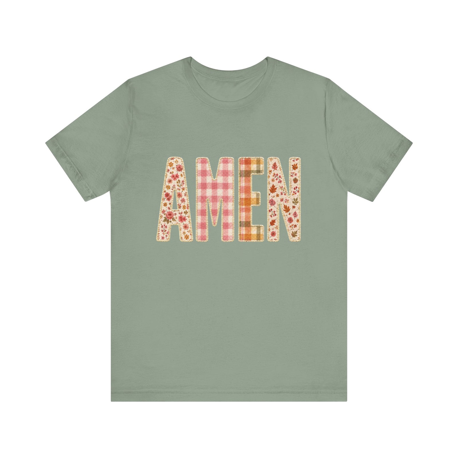 AMEN Floral Plaid Tee Women's Christian Graphic T-Shirt