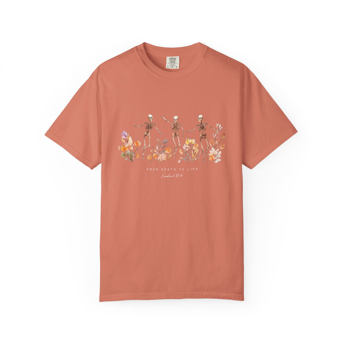 Floral Skeletons From Death to Life T-Shirt Halloween Christian Graphic Tee