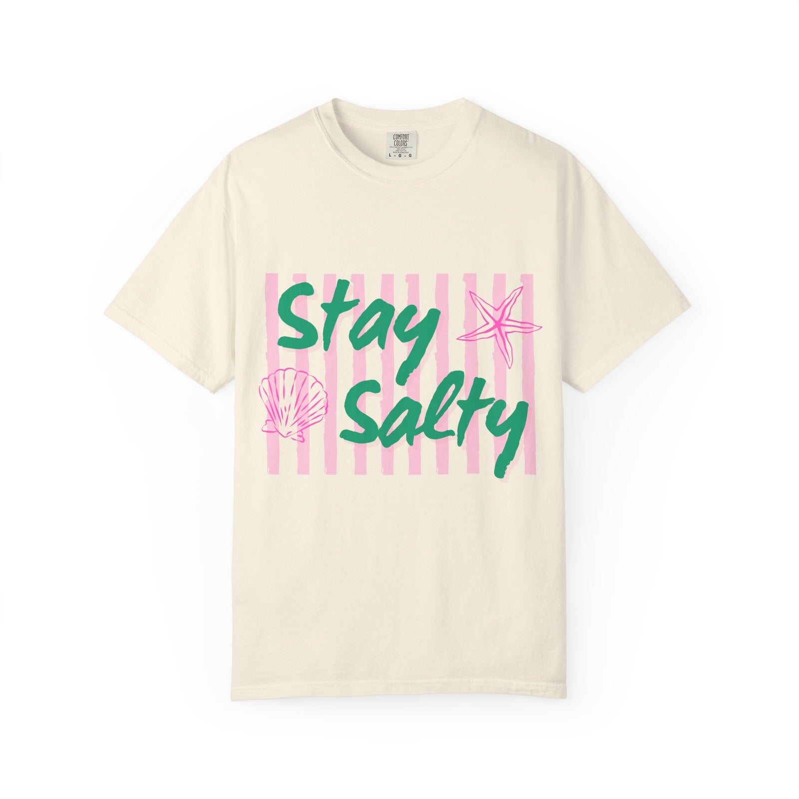 Stay Salty Graphic T-Shirt Women's  Beachy Pink Stripe Tee