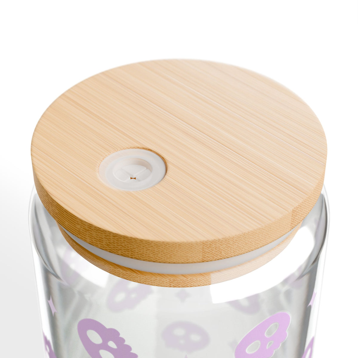Mini Skulls Lavender Halloween Sipper Glass 16oz Reusable Drink Jar with Lid & Straw