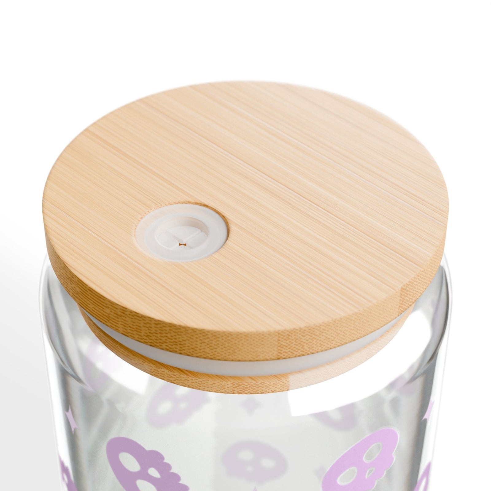 Mini Skulls Lavender Halloween Sipper Glass 16oz Reusable Drink Jar with Lid & Straw