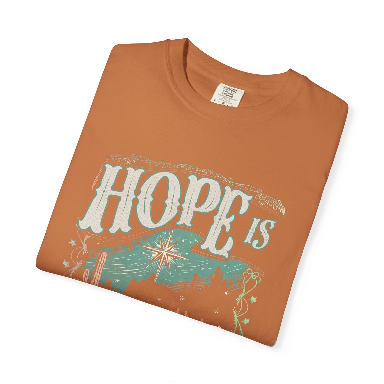 Hope is Born Christmas T-Shirt Christian Distressed Western Graphic Tee