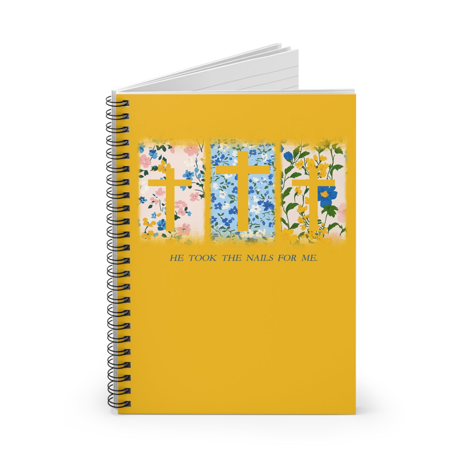 He Took the Nails For Me Floral Faith Spiral Notebook Ruled Journal