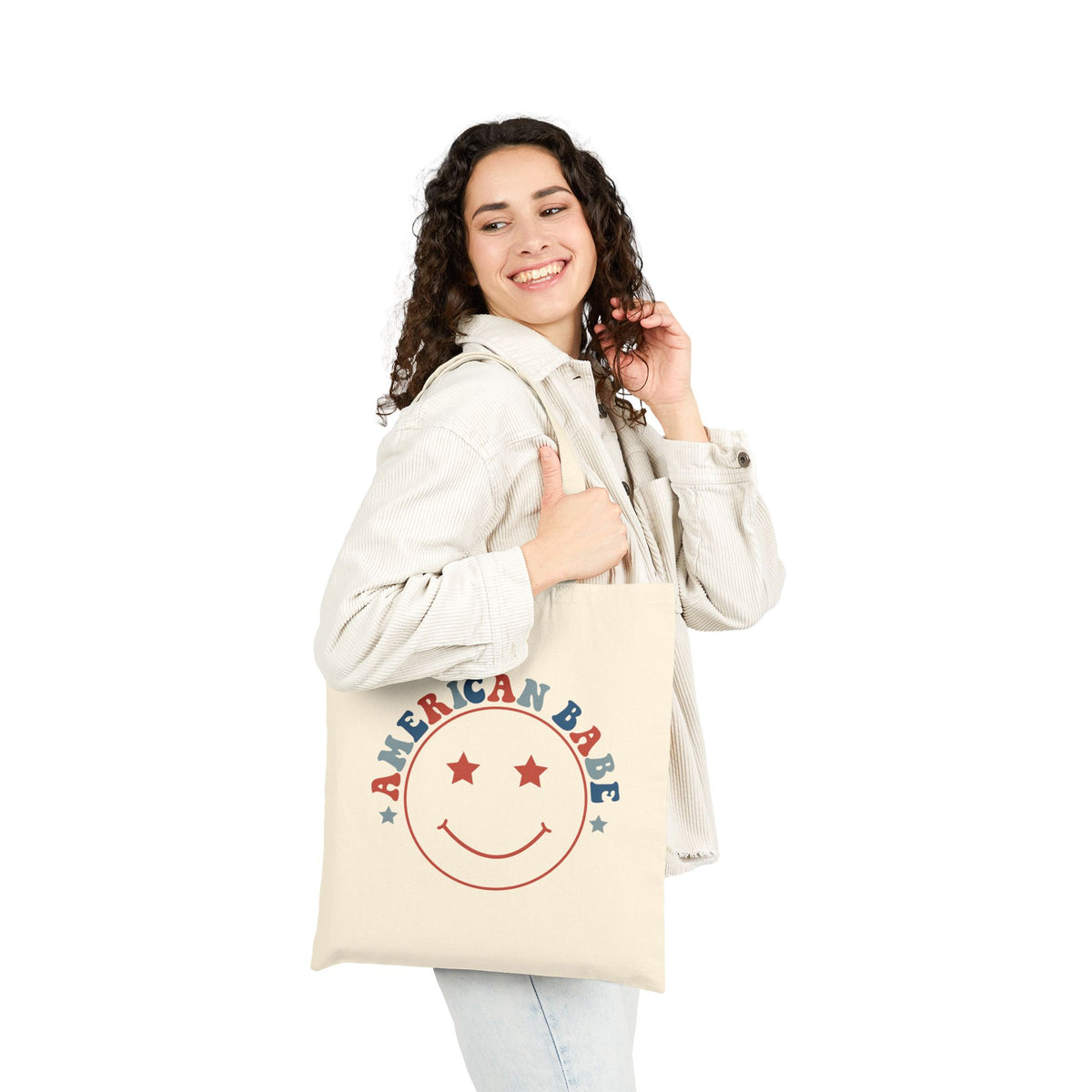 American Babe Patriotic Cotton Canvas Tote Bag