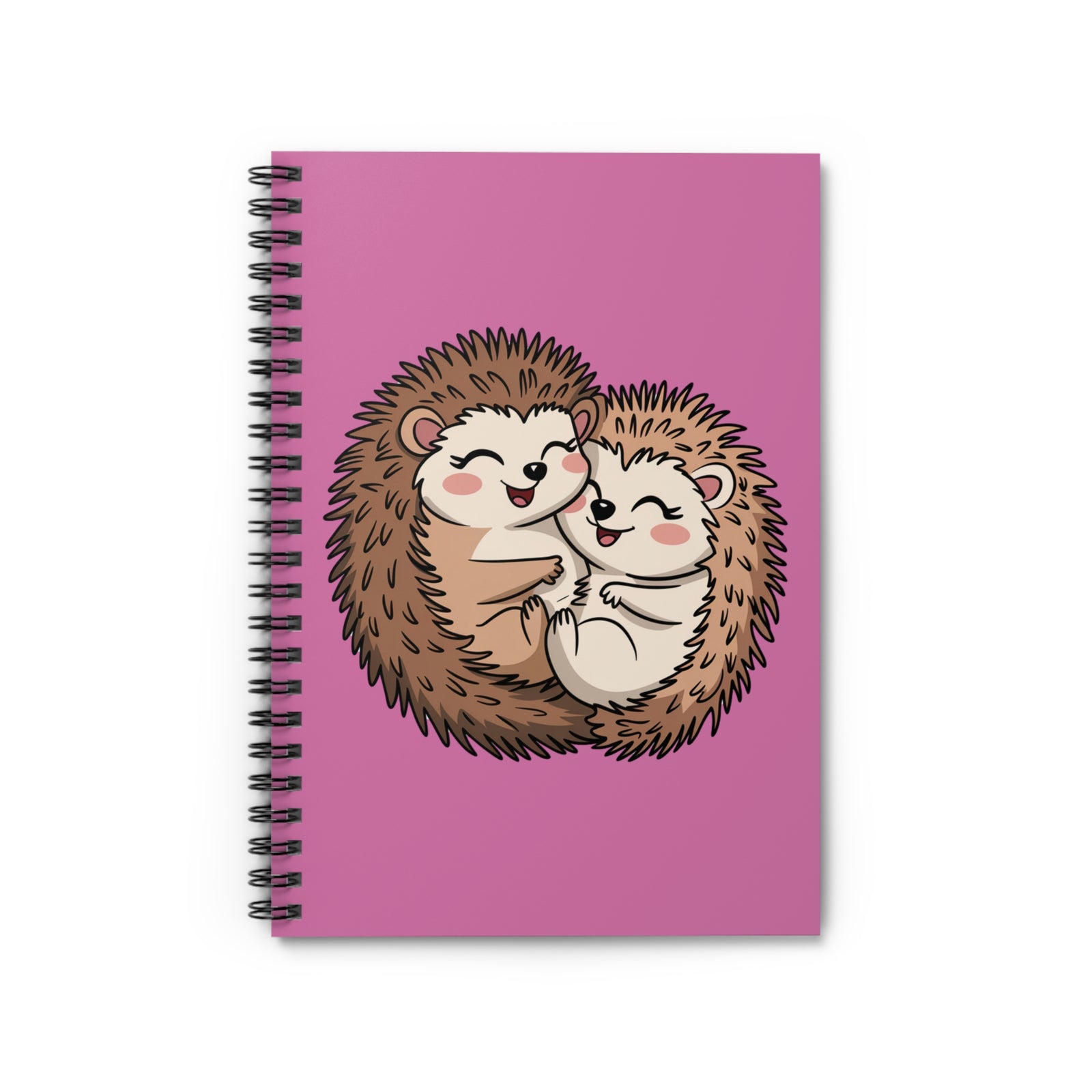 Cute Hugging Hedgehog Couple Spiral Notebook Ruled Journal