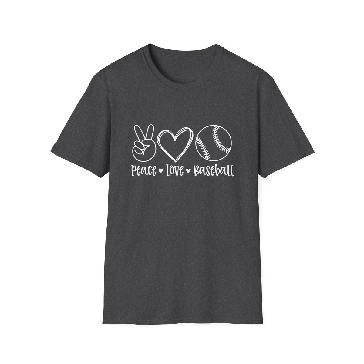 Peace Love Baseball Graphic T-Shirt Cute Sports Mom Tee (12 Team Colors)