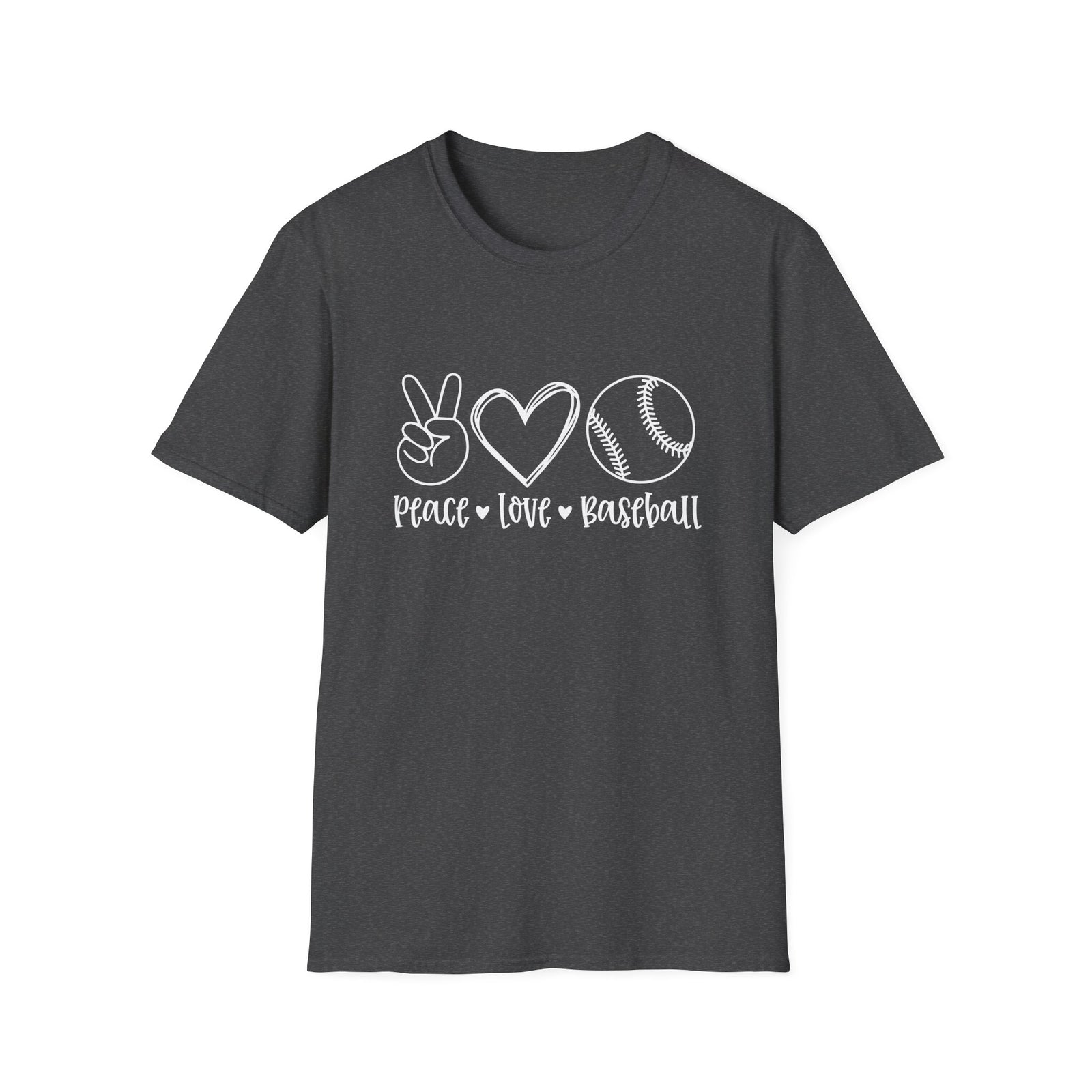 Peace Love Baseball Graphic T-Shirt Cute Sports Mom Tee (12 Team Colors)