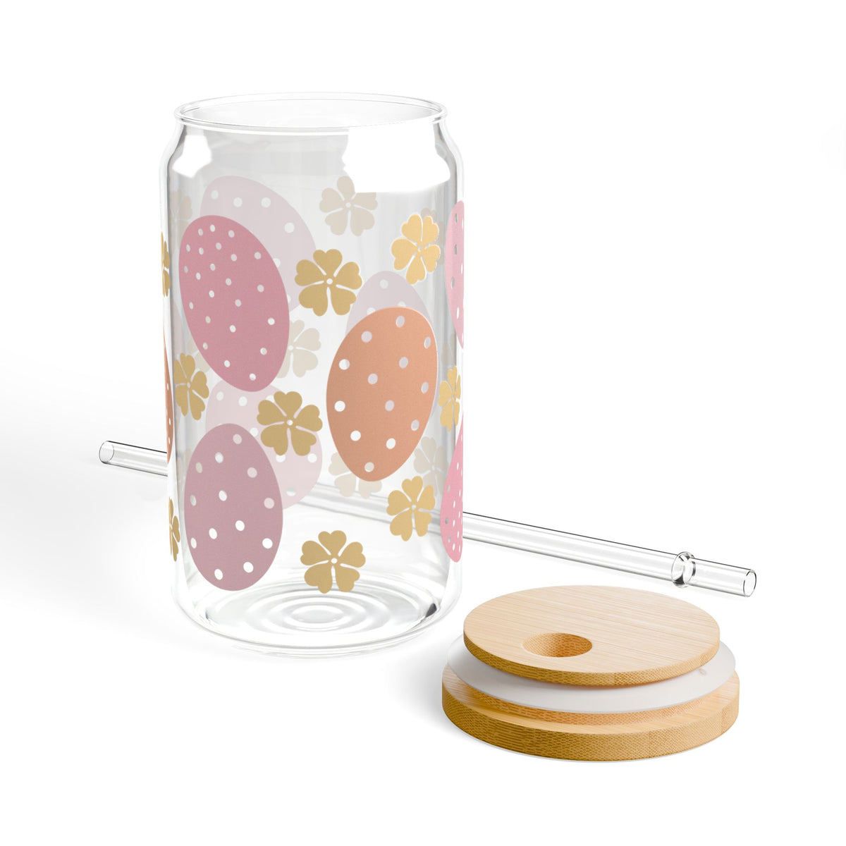 Easter Egg Tumbler Sipper Glass 16oz — Reusable Drink Jar with Lid & Straw
