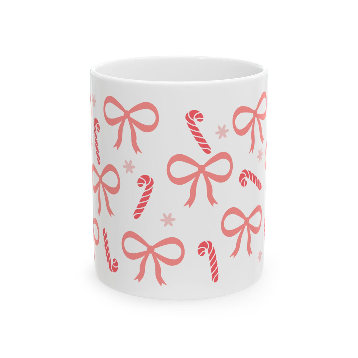 Candy Cane Coquette Christmas Ceramic Mug Coffee Cup (11oz & 15oz)