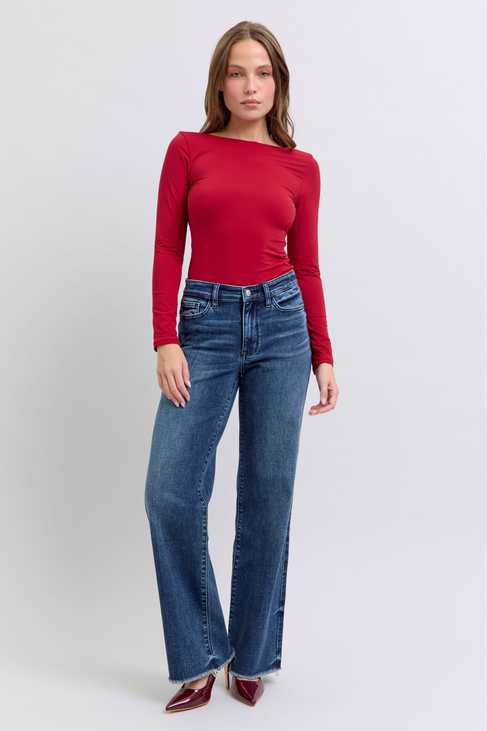 Judy Blue Full Size Raw Hem Mid Rise Jeans - Sydney So Sweet