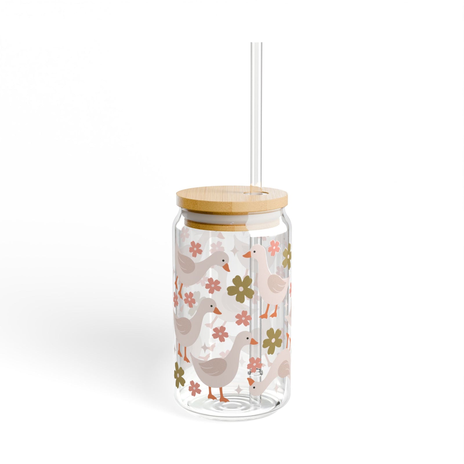 Duck Duck Tumbler Sipper Glass 16oz — Reusable Drink Jar with Lid & Straw - Sydney So Sweet