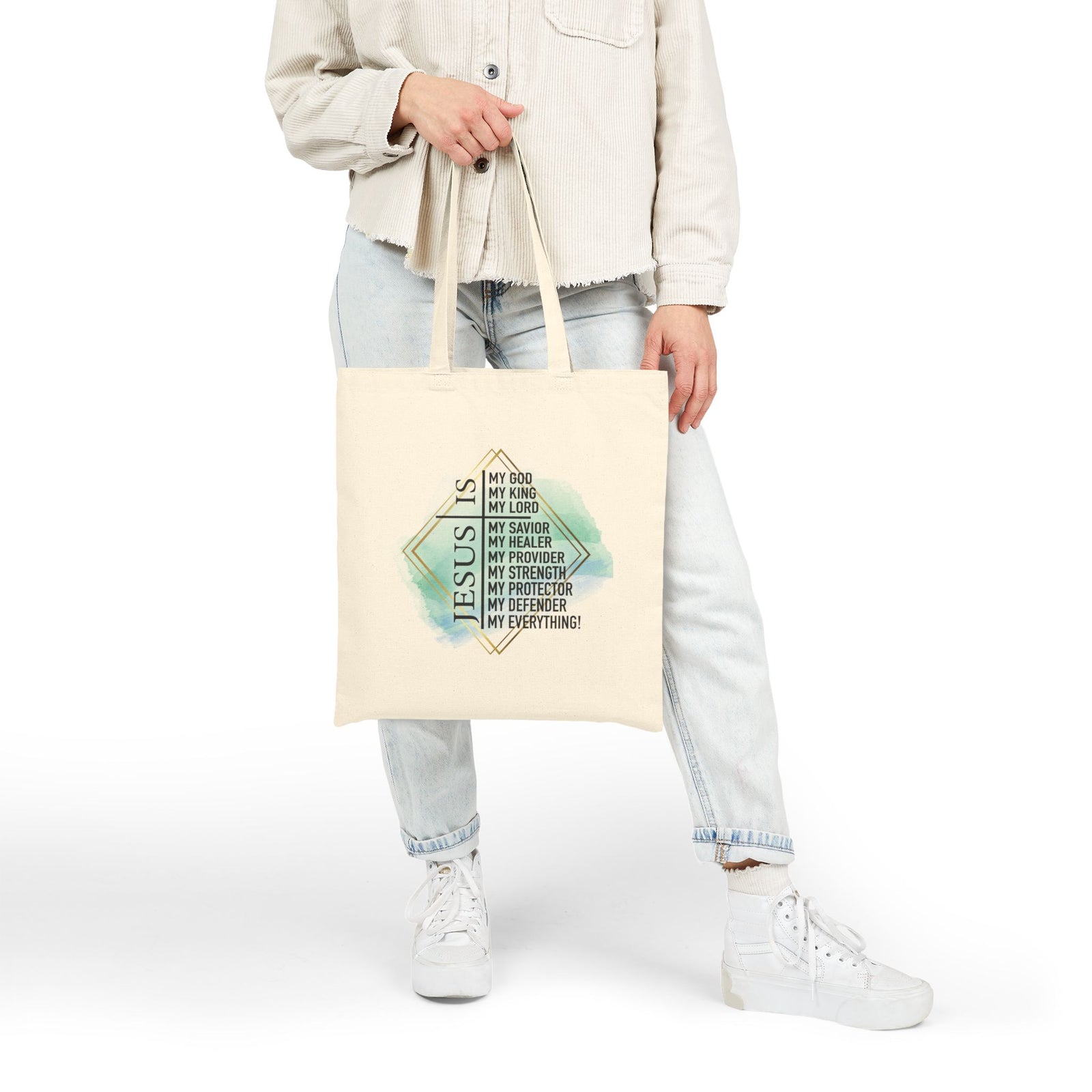 Jesus Is My Everything Christian Inspirational Cotton Canvas Tote Bag
