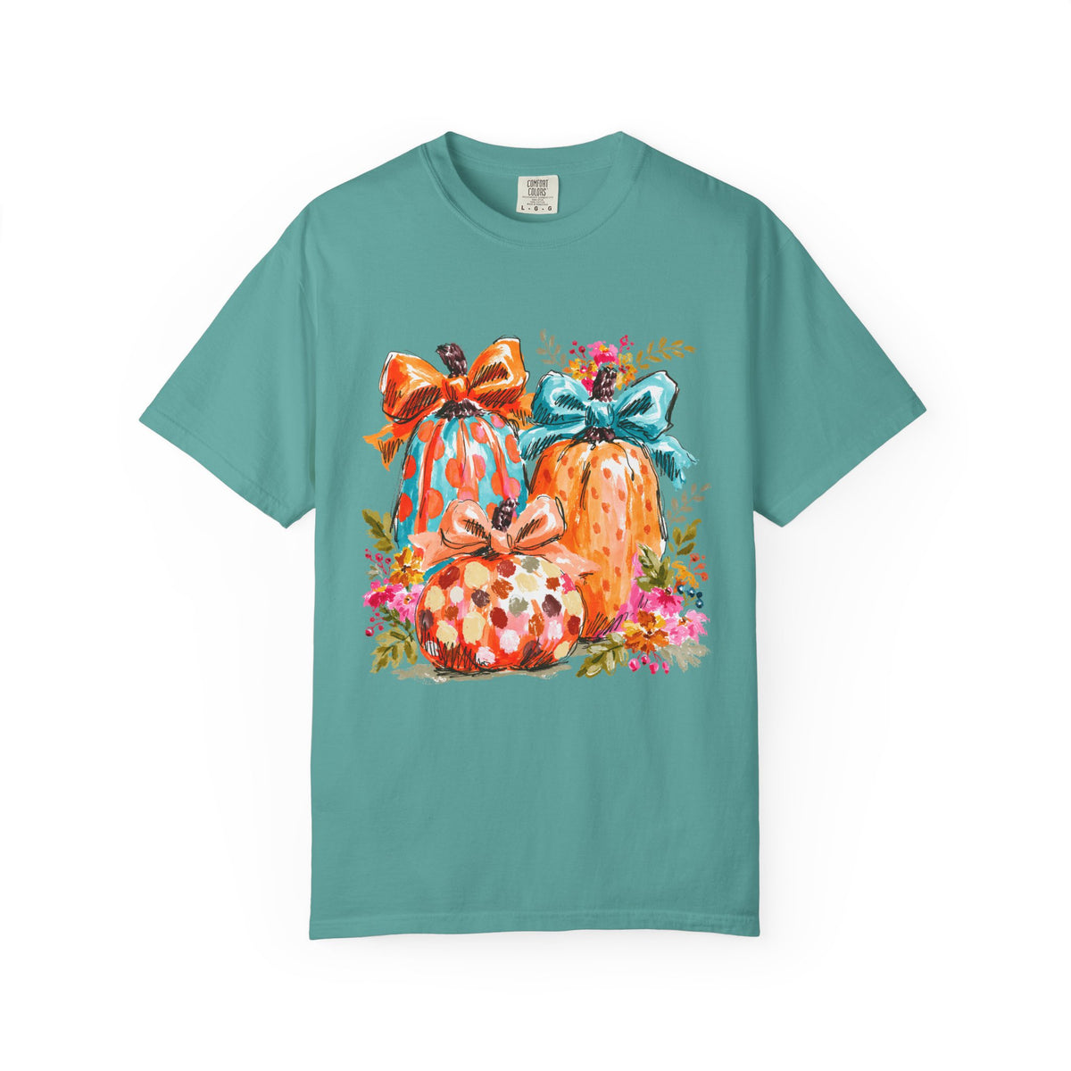 Floral Preppy Coquette Fall Pumpkin T-Shirt Cute Watercolor Graphic Tee