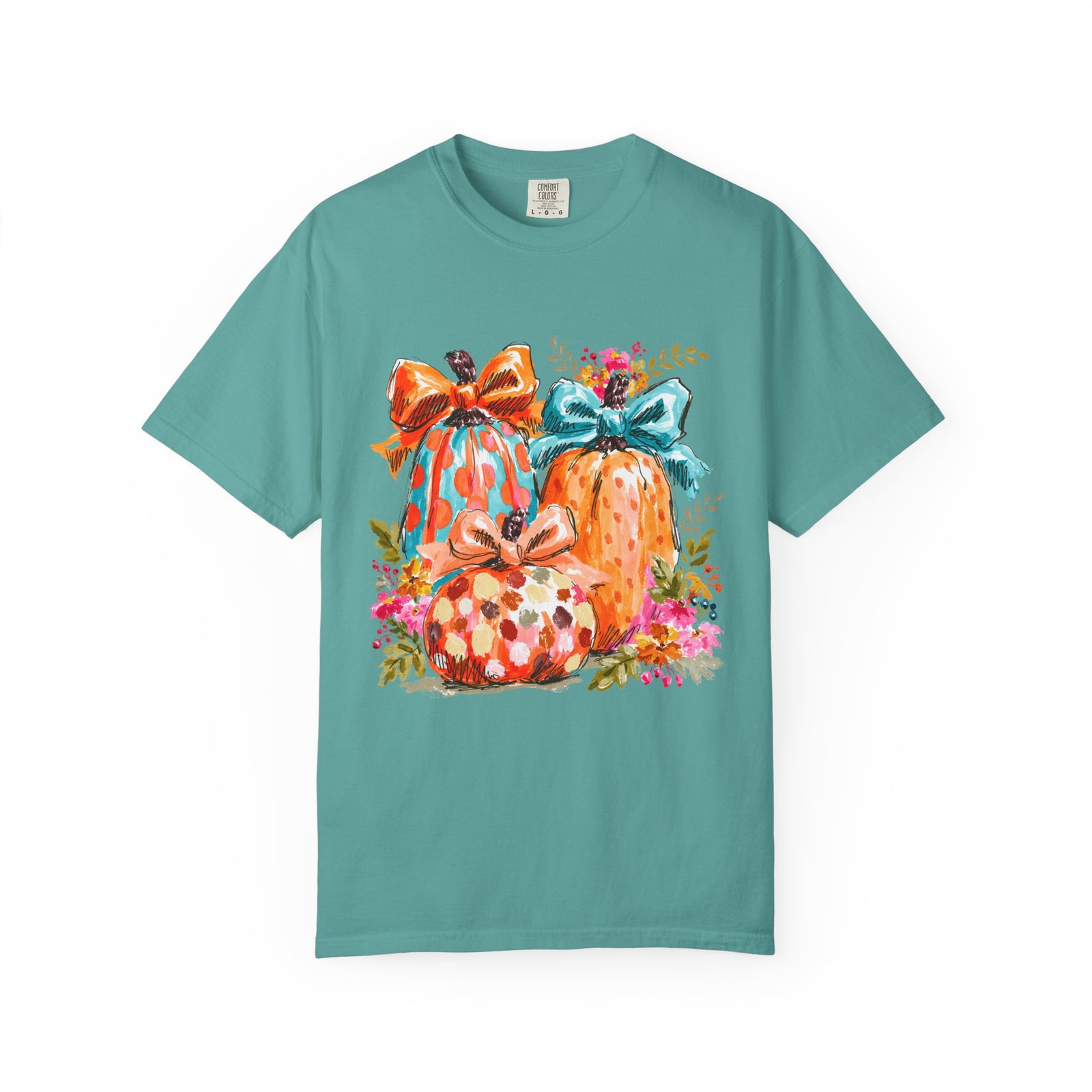 Floral Preppy Coquette Fall Pumpkin T-Shirt Cute Watercolor Graphic Tee
