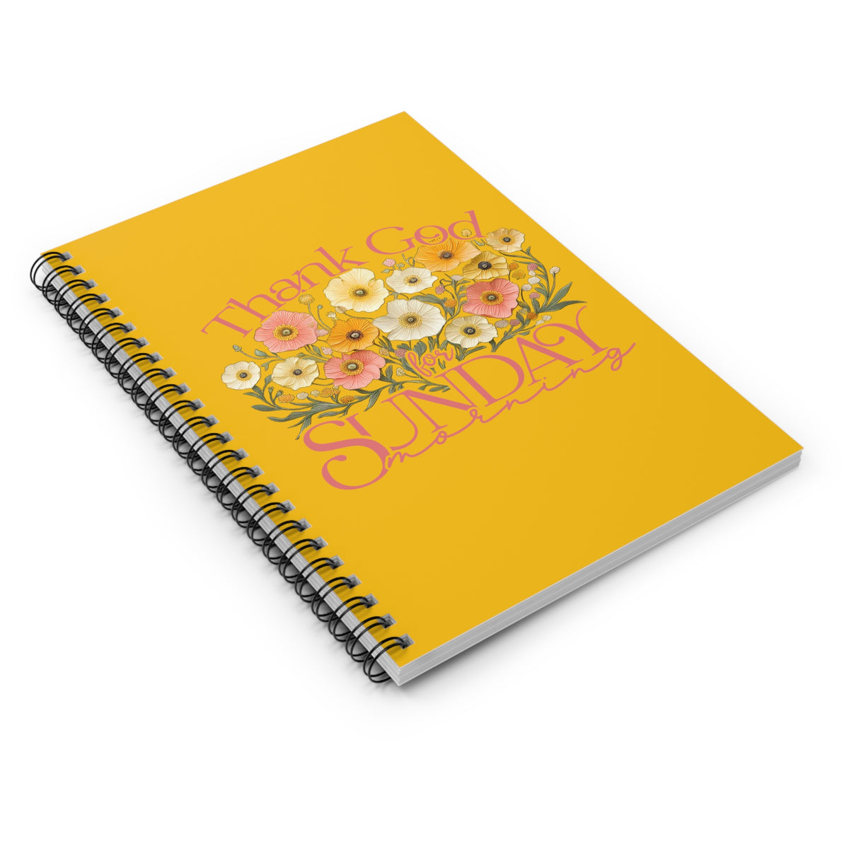 Thank God for Sunday Mornings Floral Spiral Notebook Ruled Journal