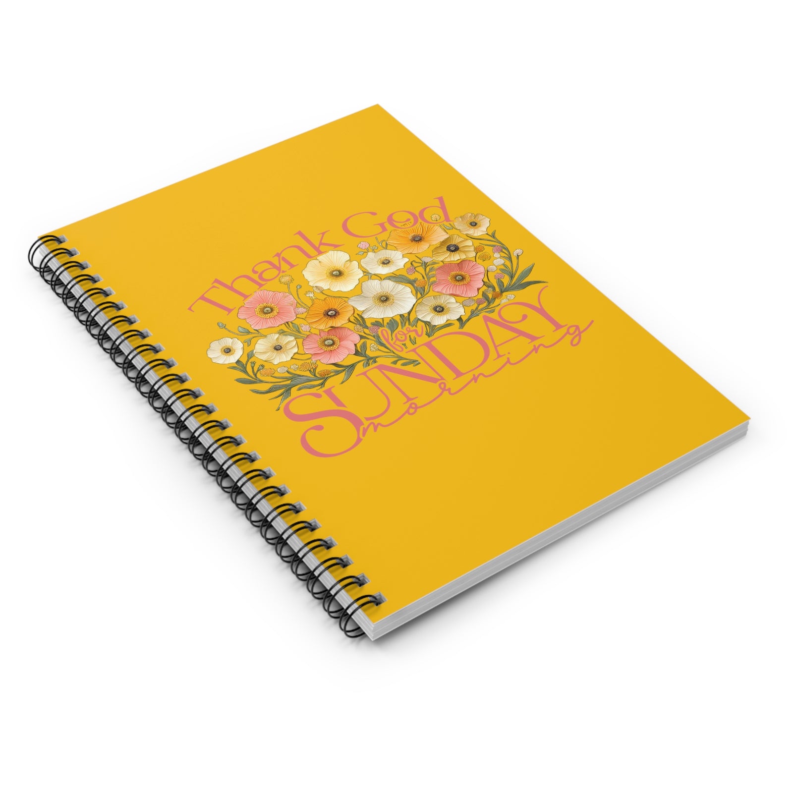 Thank God for Sunday Mornings Floral Spiral Notebook Ruled Journal