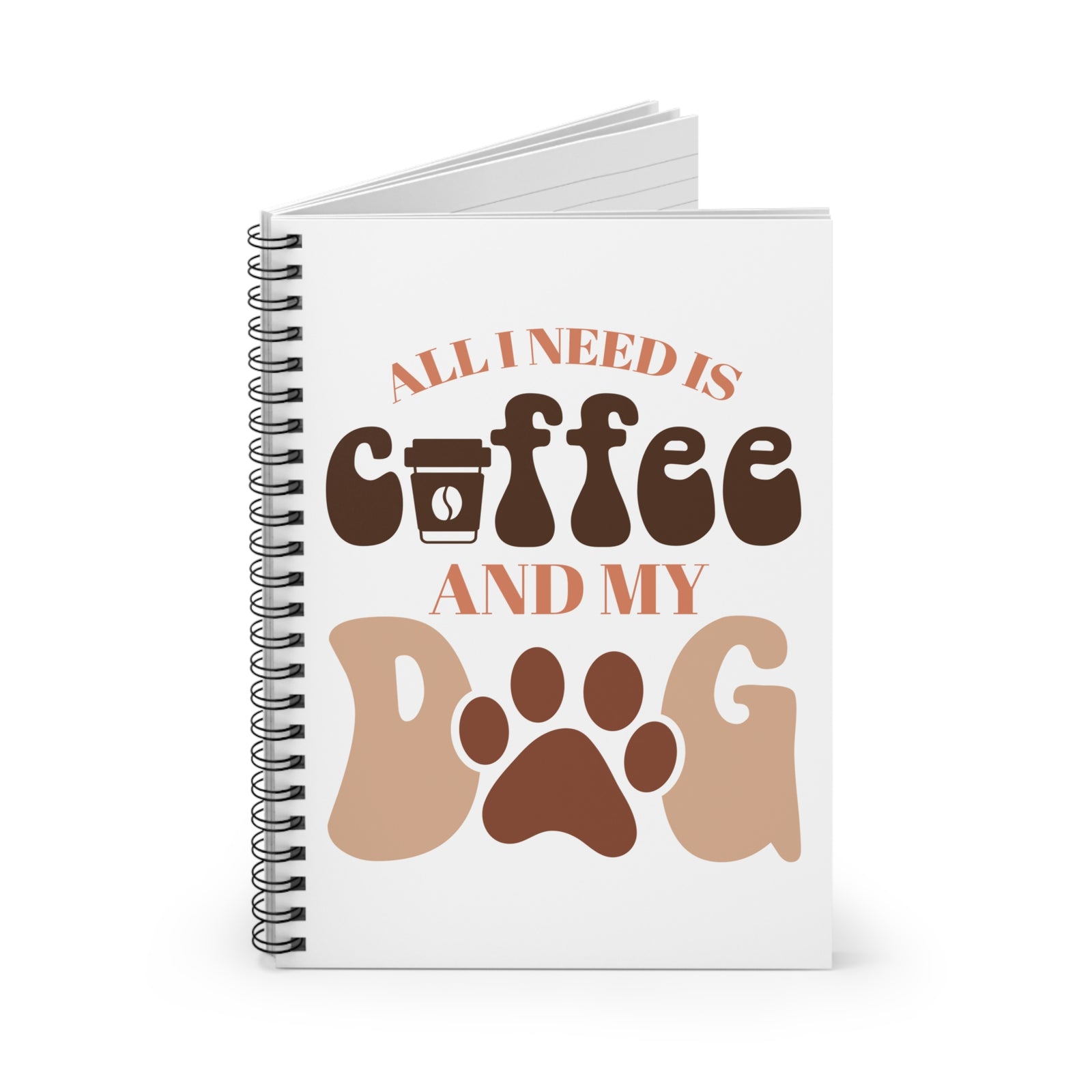 Coffee and My Dog Spiral Ruled Notebook Cute Paw Print Journal for Dog Lovers