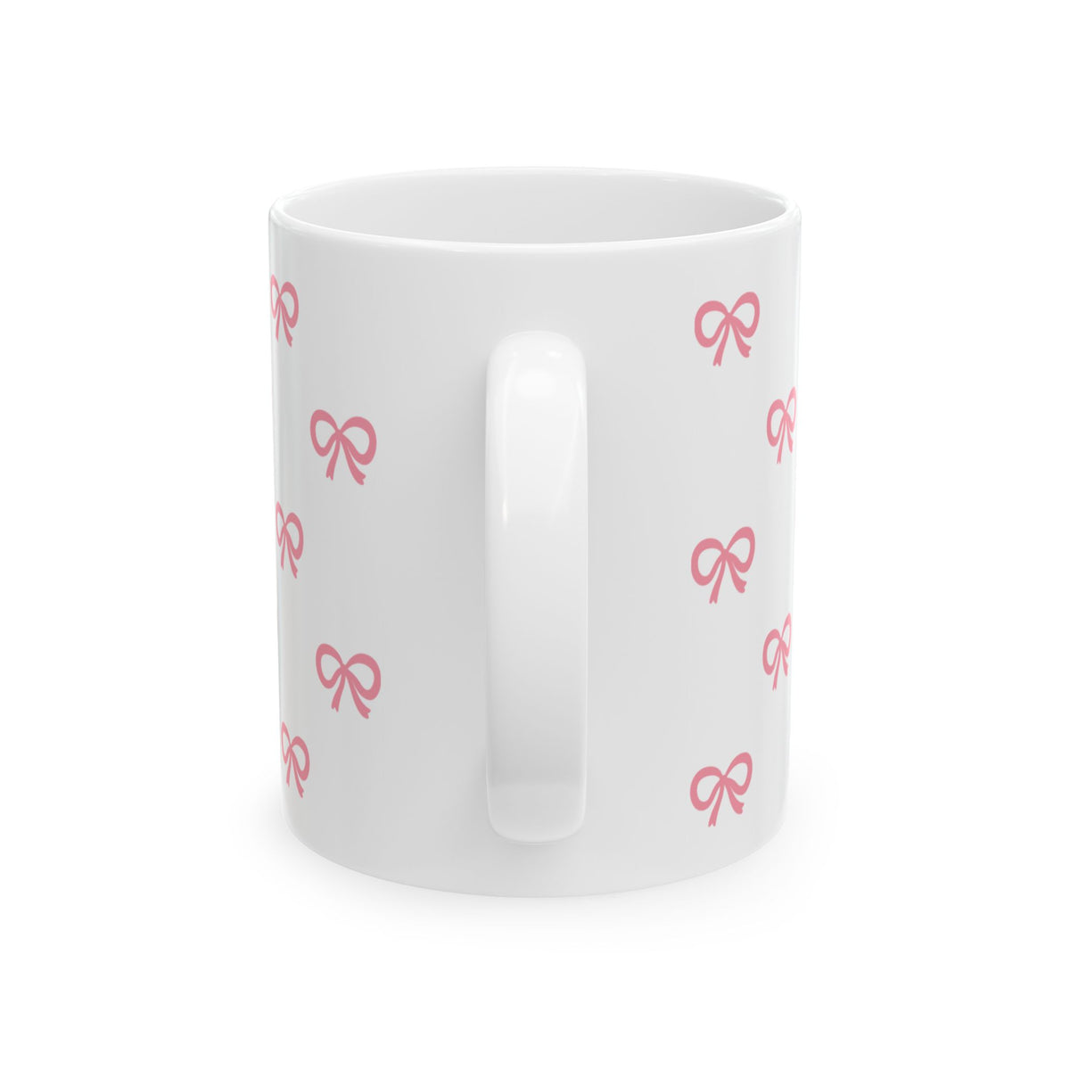 Pink Bow Pattern Ceramic Mug — Cute All-Over Ribbon Design (11oz & 15oz)