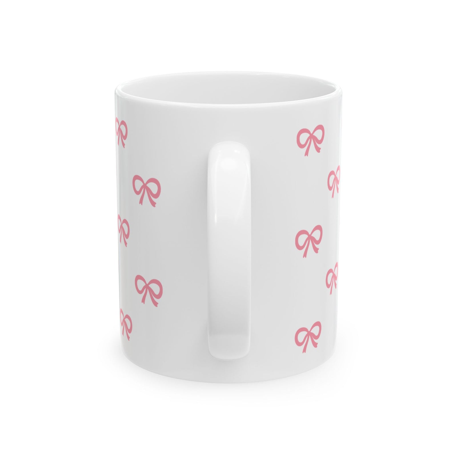 Pink Bow Pattern Ceramic Mug — Cute All-Over Ribbon Design (11oz & 15oz)