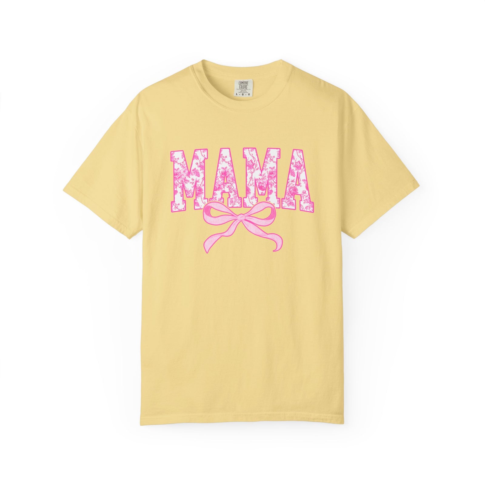 Mama Coquette Pink Toile Bow T-Shirt Cute Mom Graphic Tee