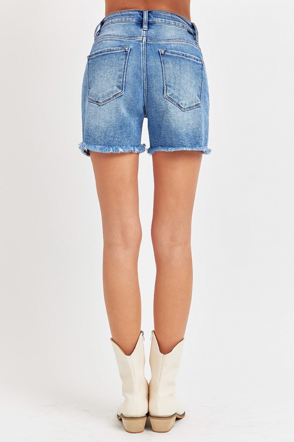 RISEN Front Slit Raw Hem Denim Shorts - Sydney So Sweet