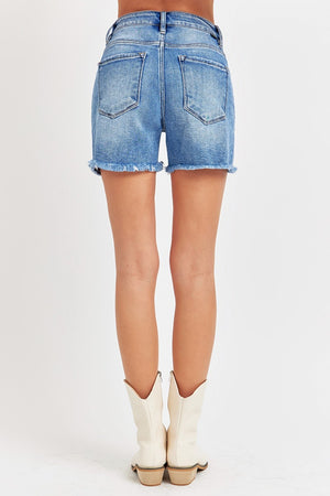 RISEN Front Slit Raw Hem Denim Shorts - Sydney So Sweet