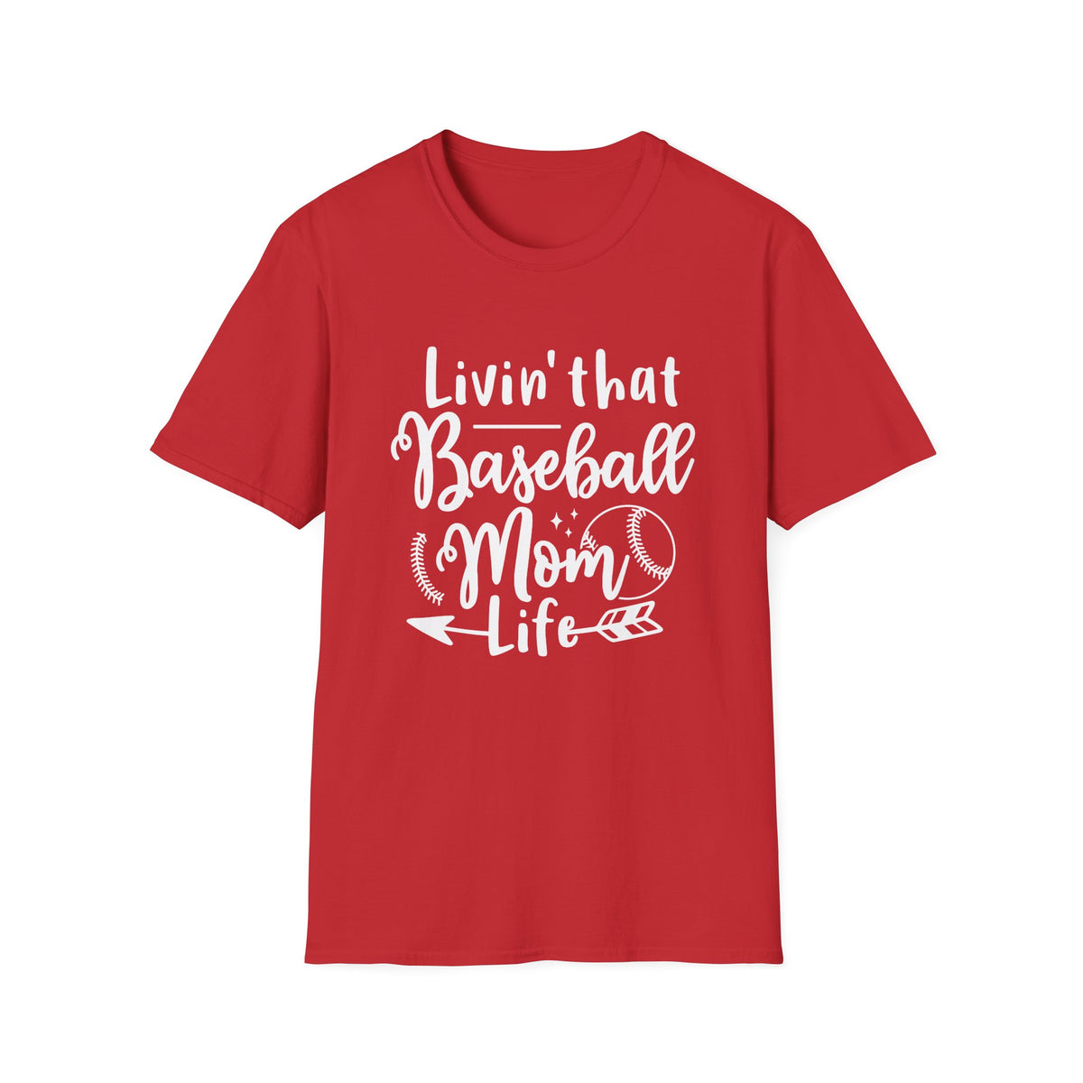 Livin' That Baseball Mom Life Graphic T-Shirt Cute Sports Mom Tee (12 Team Colors)