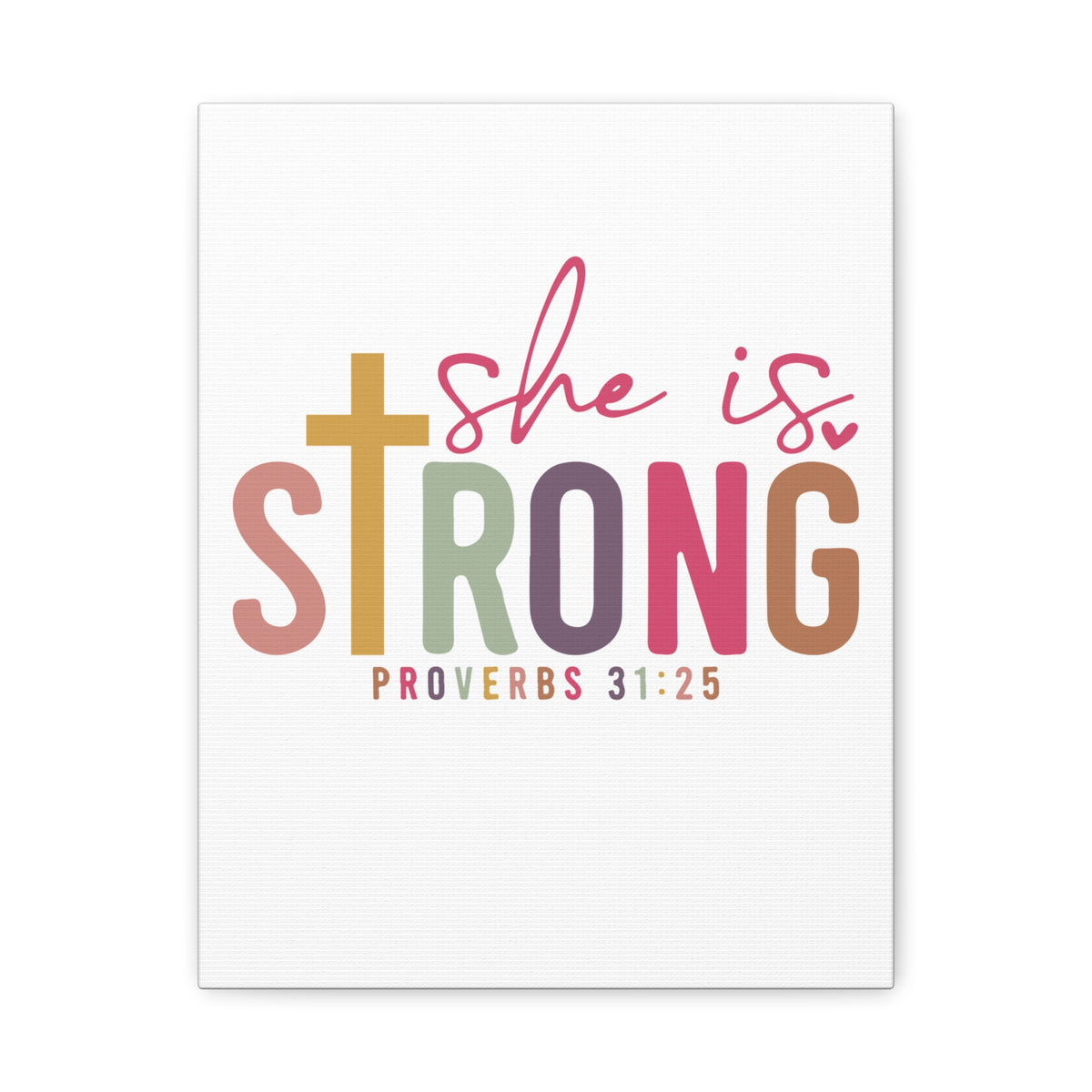 She Is Strong Canvas Wall Art Proverbs 31:25 Inspirational Christian Canvas