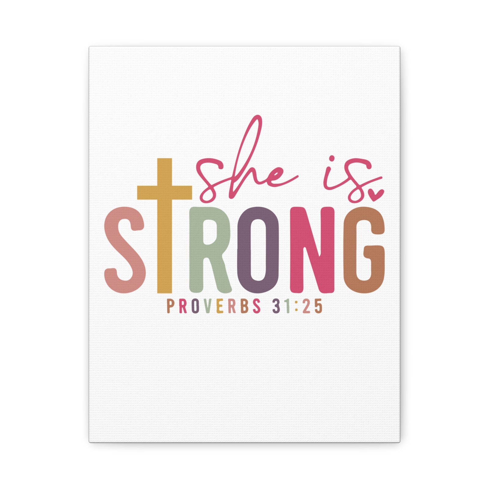 She Is Strong Canvas Wall Art Proverbs 31:25 Inspirational Christian Canvas