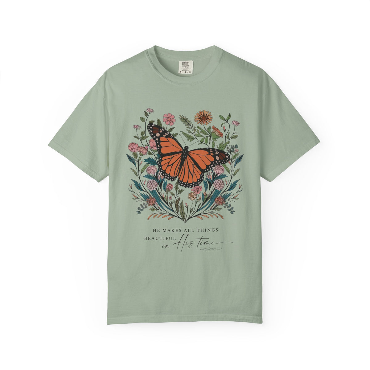 He Makes All Things Beautiful T-Shirt Christian Butterfly Graphic Tee