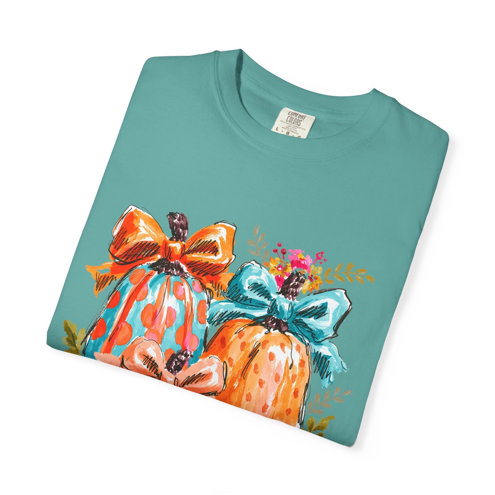 Floral Preppy Coquette Fall Pumpkin T-Shirt Cute Watercolor Graphic Tee