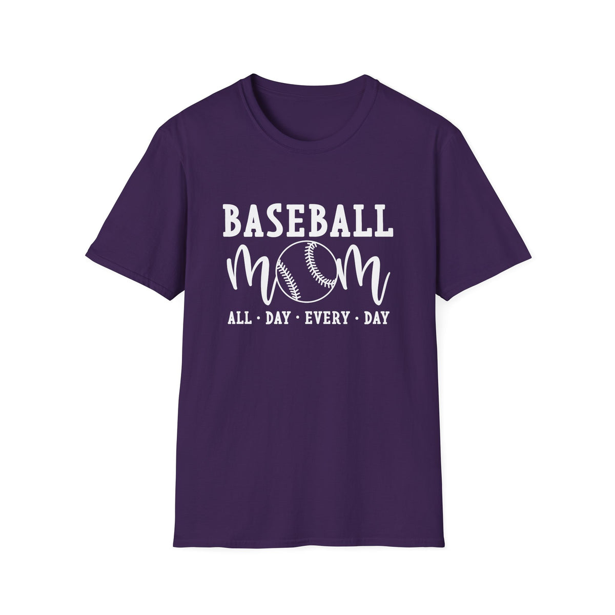 Baseball Mom All Day Graphic T-Shirt Cute Sports Mom Tee (12 Team Colors)