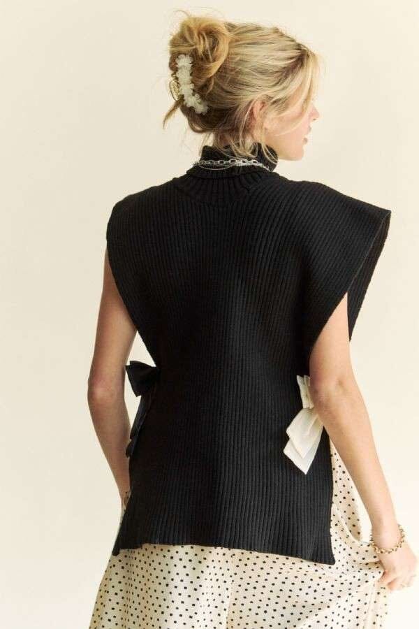 Davi & Dani Side Split Turtleneck Sleeveless Knit Top - Sydney So Sweet