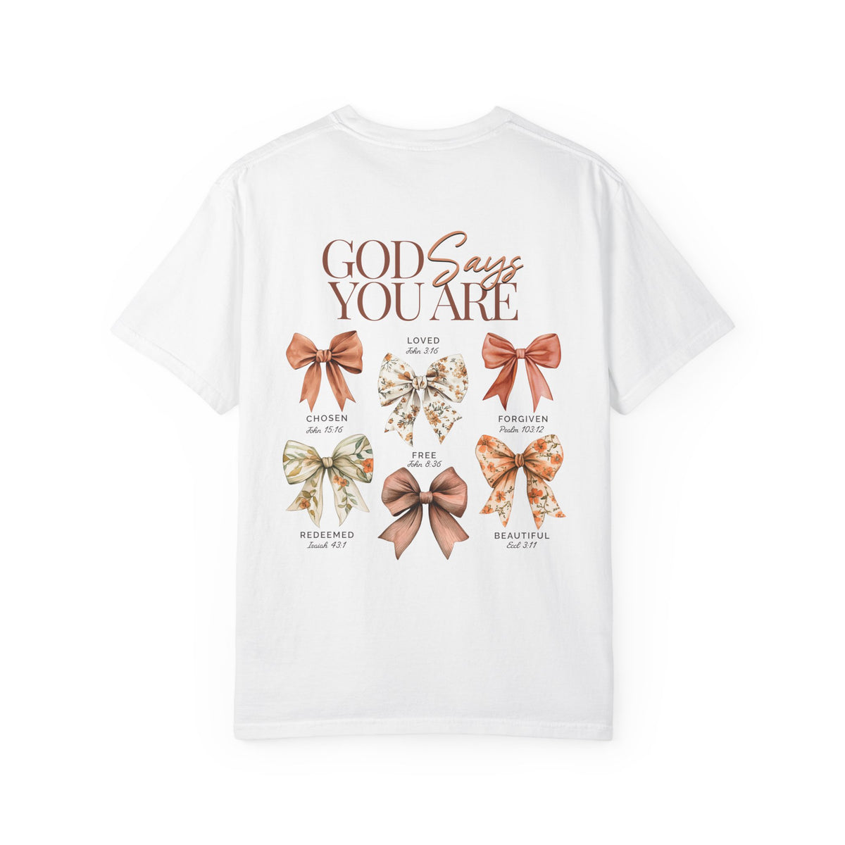 God Says You Are Coquette Bow Graphic T‑Shirt Inspirational Floral Tee
