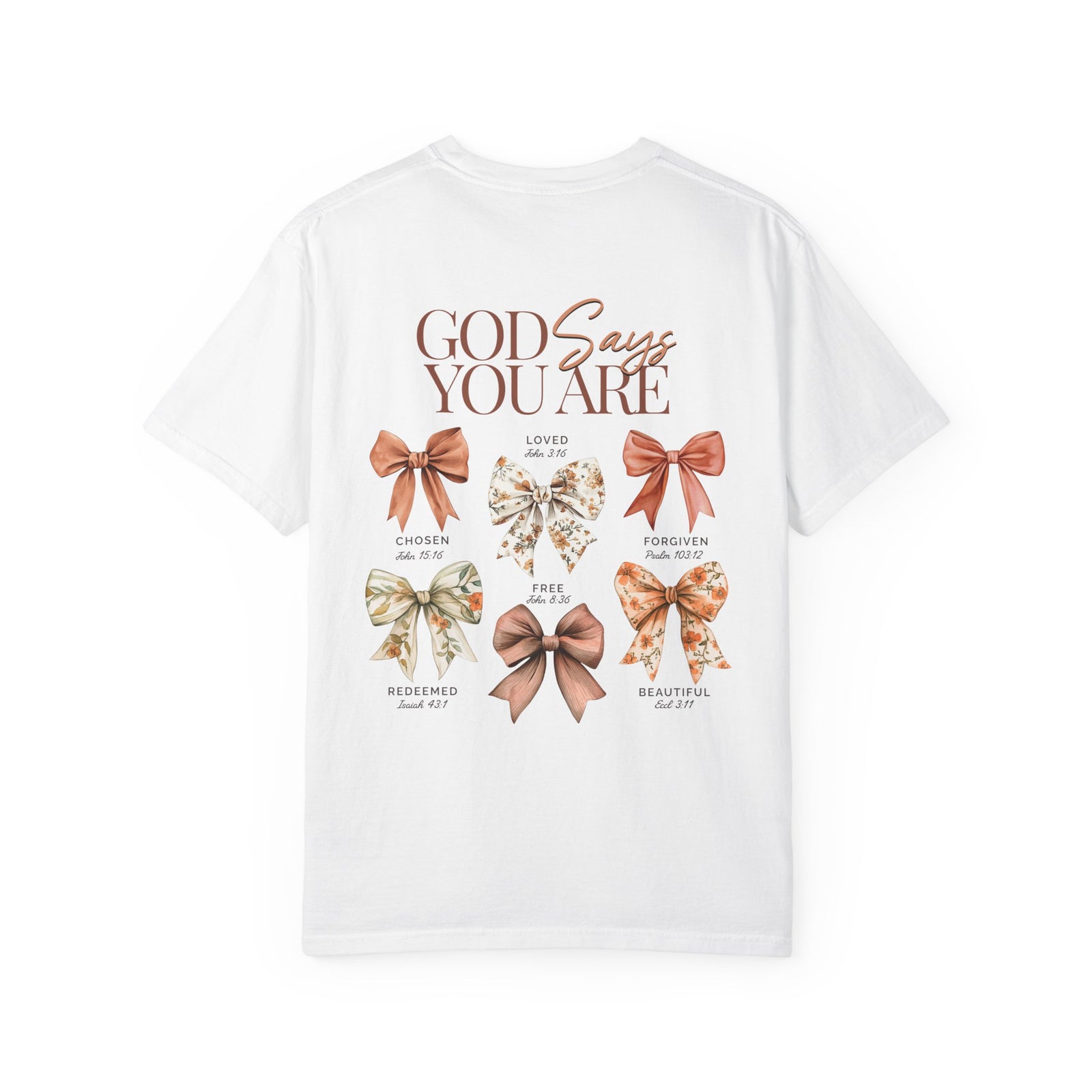 God Says You Are Coquette Bow Graphic T‑Shirt Inspirational Floral Tee