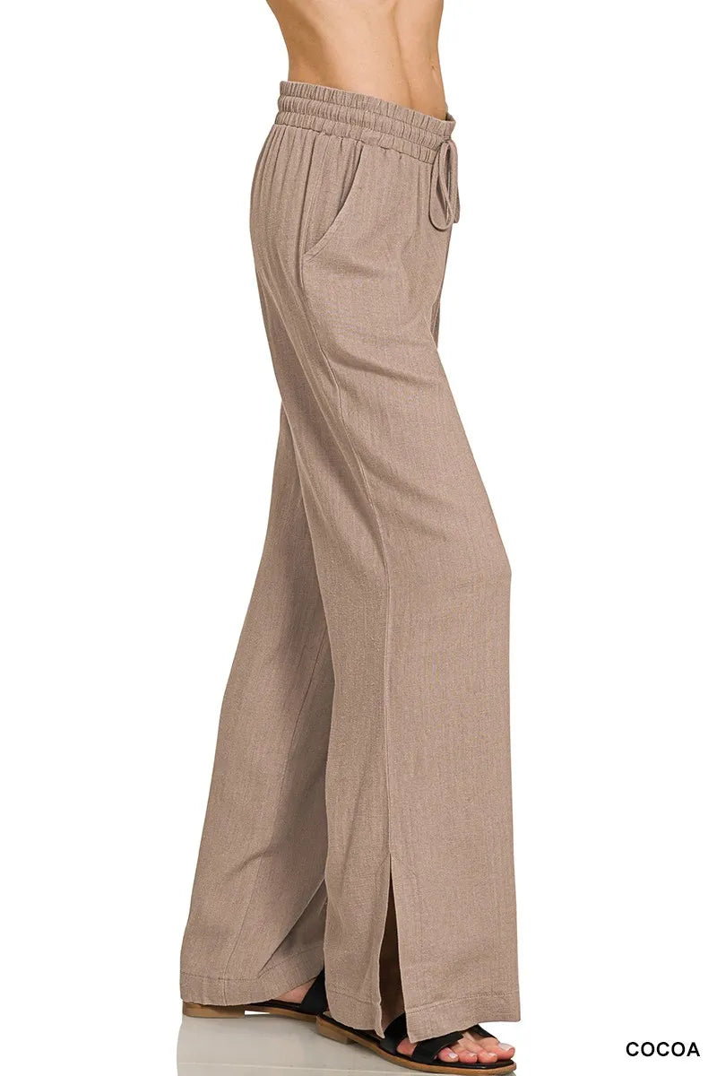 Zenana Linen Drawstring Pants - Sydney So Sweet
