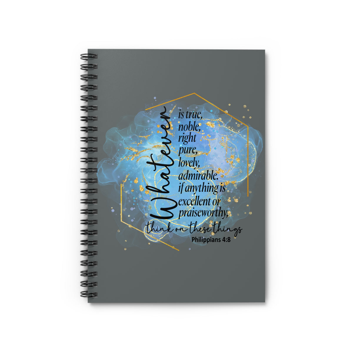 Think on These Things Christian Gratitude Spiral Notebook Inspirational Ruled Journal
