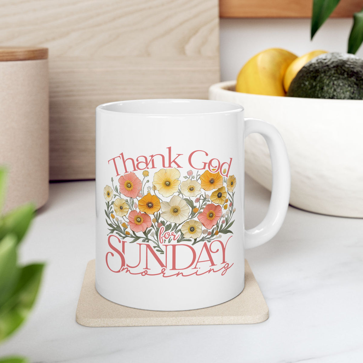 Thank God for Sunday Morning Christian Ceramic Mug Coffee Cup (11oz & 15oz)