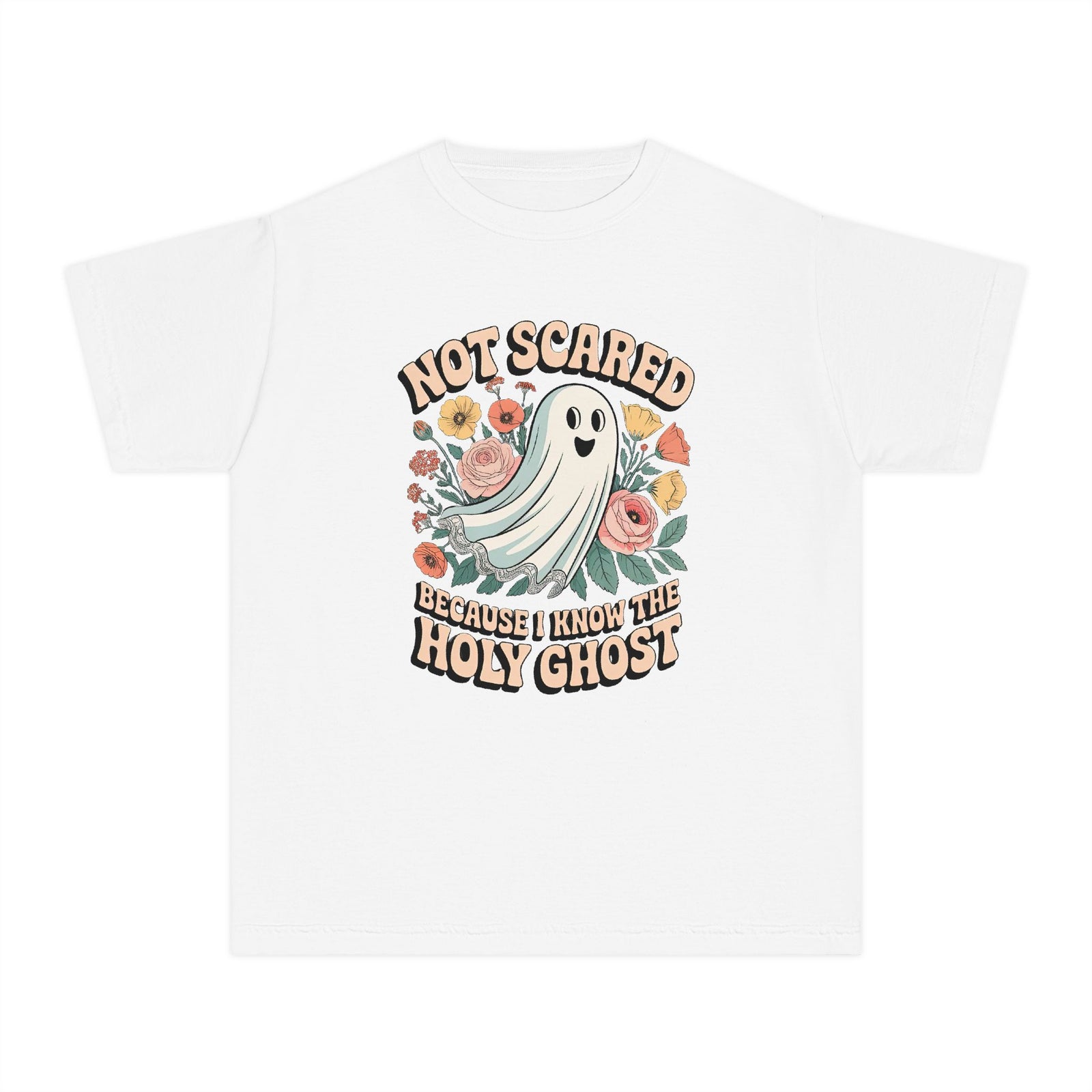 Not Scared Holy Ghost T-Shirt Christian Halloween Kids Graphic Tee