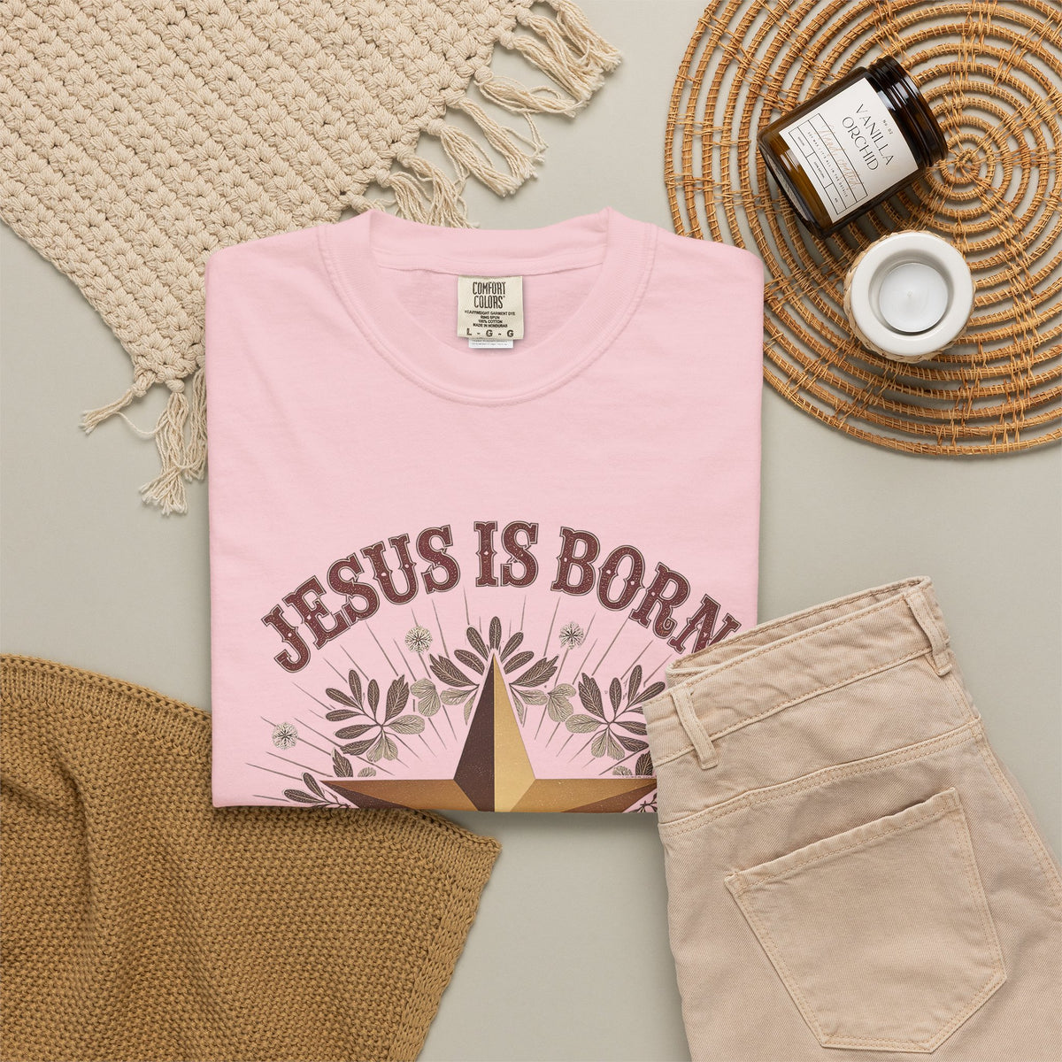 Jesus is Born Y'all Christmas T-Shirt Christian Western Star Graphic Tee