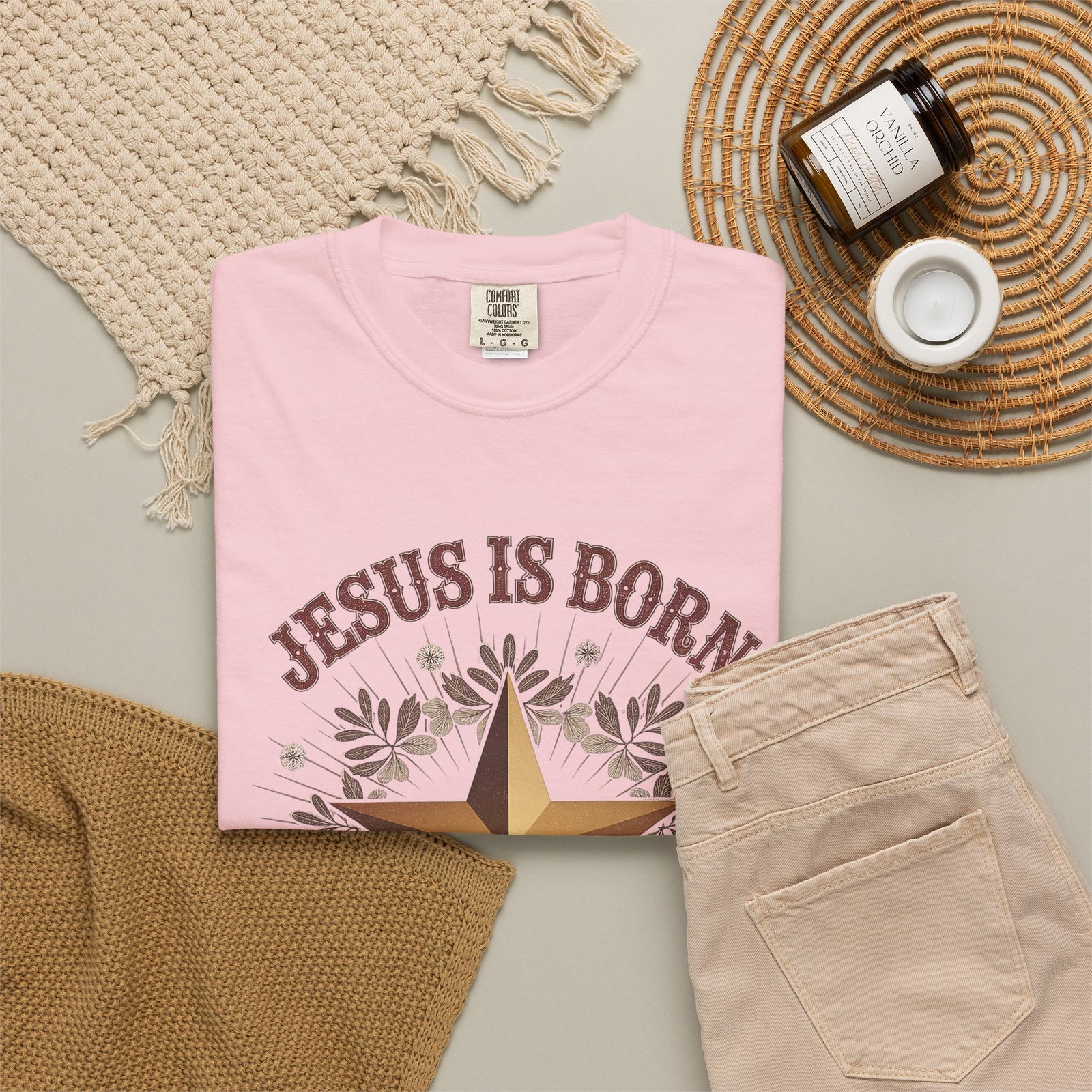 Jesus is Born Y'all Christmas T-Shirt Christian Western Star Graphic Tee