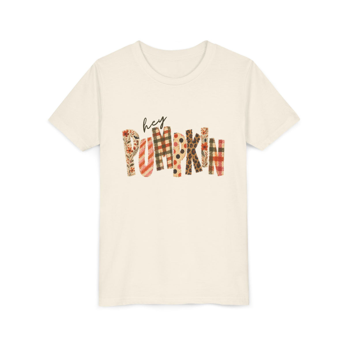 Hey Pumpkin T-Shirt Fall Plaid & Floral Pumpkin Kids Graphic Tee