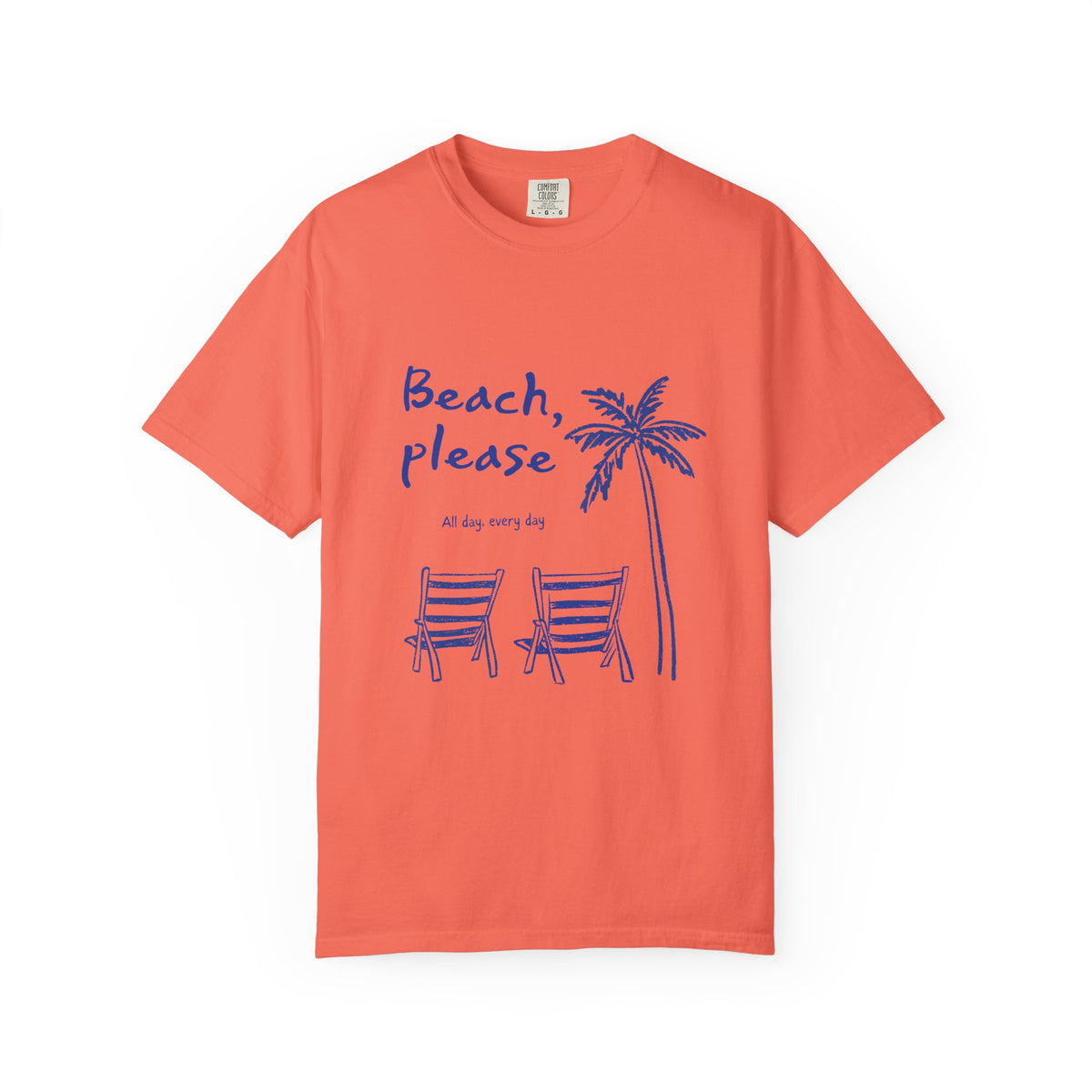 Beach Please T-Shirt Palm Tree & Chairs Women's Summer Graphic Tee