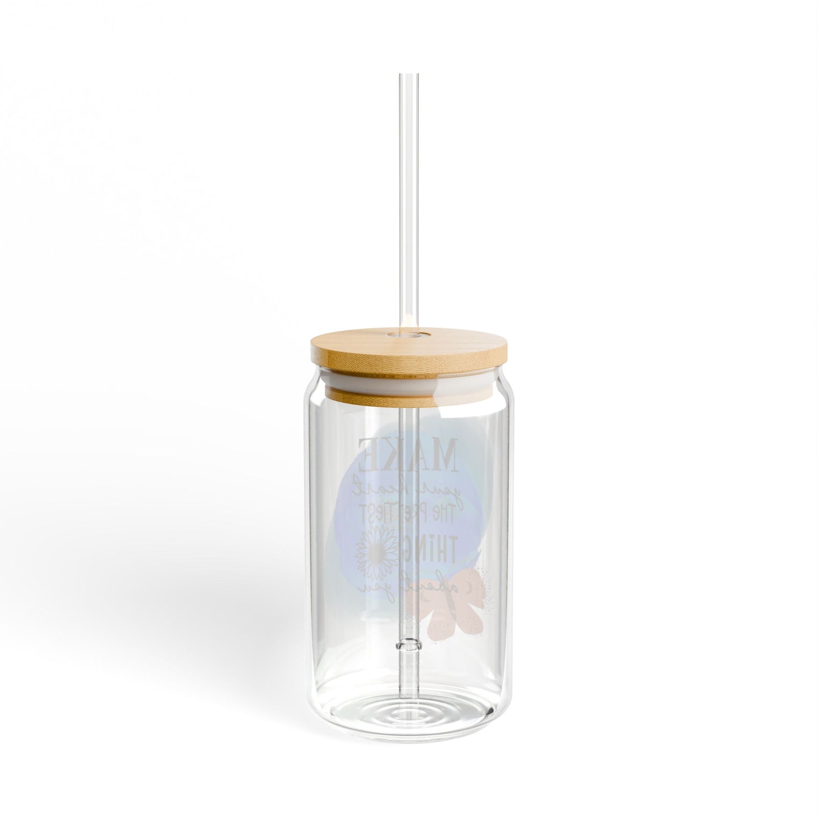 Make Your Heart the Prettiest Thing Inspirational Tumbler Sipper Glass 16oz — Reusable Drink Jar with Lid & Straw - Sydney So Sweet